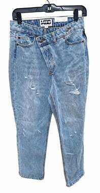 KBB by Kahlana High Rise Straight Leg Distressed Jeans
